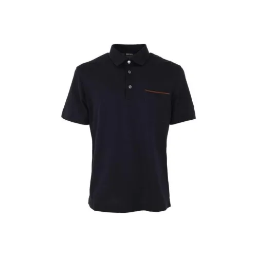 Ermenegildo Zegna Темно-синяя мужская поло рубашка