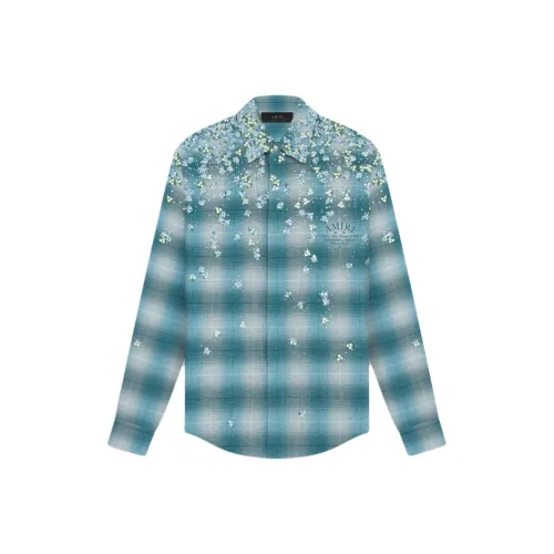 AMIRI Цветочная фланелевая рубашка мужская синяя