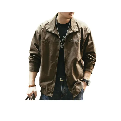 GELANLU Весна Куртки Пальто Свободный крой Унисекс Кофейный