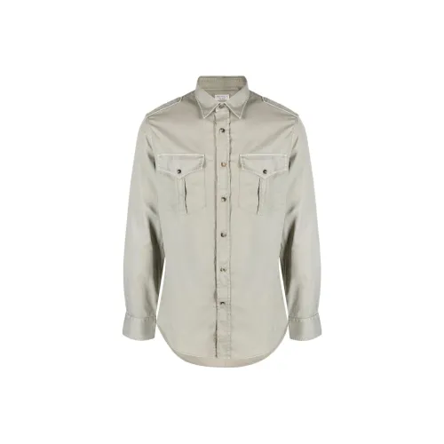 BRUNELLO CUCINELLI Шалфей Зеленый Мужские Рубашки