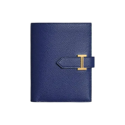 HERMES Bearn Кожа Кошелек Женские 73 BLEU Saphir Сапфир Синий
