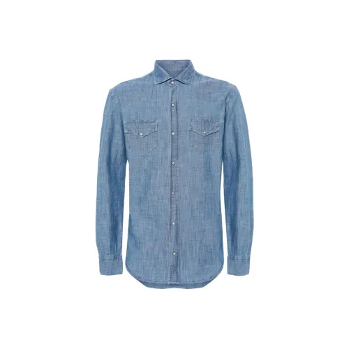 Eleventy FIRSTCLASS Made IN Italy SS24 Рубашка Мужская Синяя