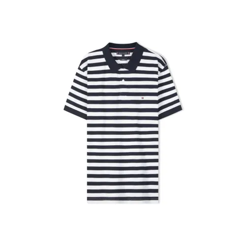 Tommy Hilfiger Polo Мужской Черный Белый Полосы