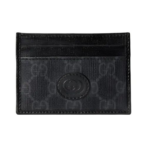 GUCCI Canvas с кожаными вставками цветовой акцент кошелек держатель для карт мужской черный