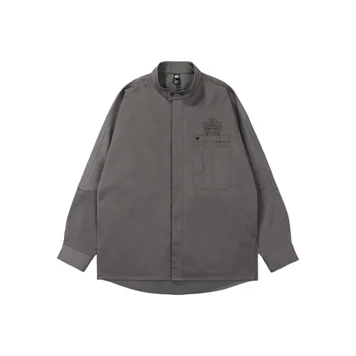 WOOKONG Темно-серые Мужские Рубашки