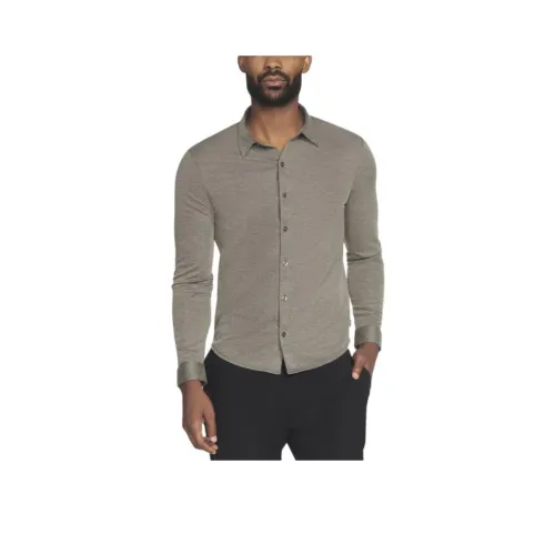 Skechers GO DRI Off Duty Пуговица Пуховые куртки Рубашка Мужской Уголь