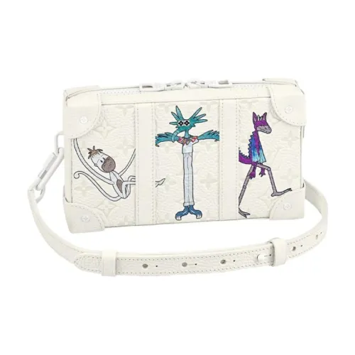 LOUIS VUITTON SOFT TRUNK Корова Кожа Коробка Сумка Маленькая Квадратная Сумка Сумка через плечо Унисекс Белый