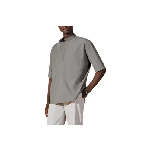 HERMES Пыльно-серый Мужские Рубашки