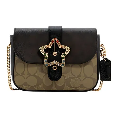 COACH Gemma Покрытый холст с текстурой крест кожа сумка через плечо маленькая женская коричневый