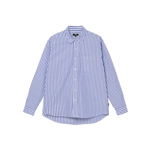 Stussy Синий Белый Мужская Рубашка