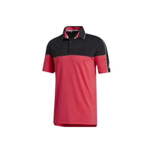 Adidas Поло Мужское Черное Ярко-Розовое Красное
