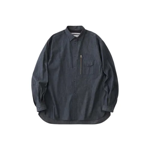 White Mountaineering Темно-синие мужские рубашки