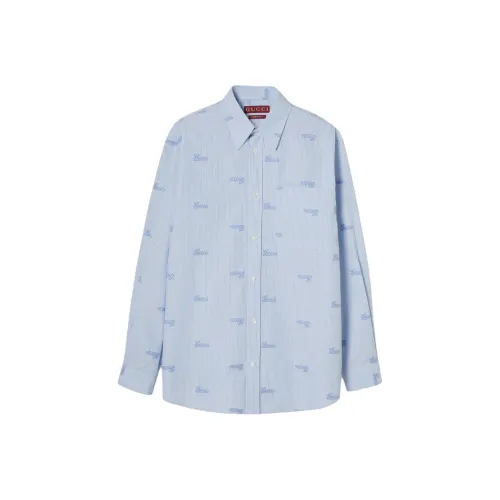 GUCCI SS25 Рубашка Мужская Светло-Синяя