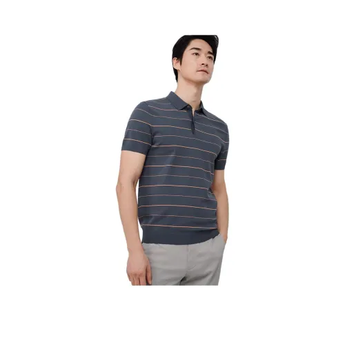 JODOLL Поло Мужское Темно-Серый Синий Полосы