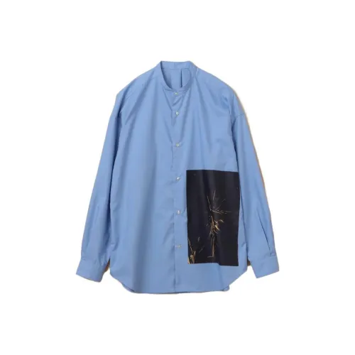 BEAMS совместная брендированная мужская рубашка саксонского синего цвета