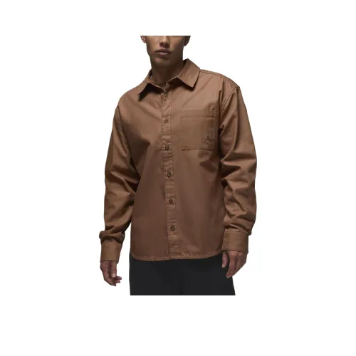 Jordan Essentials FW24 Пуговица Пуховые куртки Рубашка Мужская Коричневая