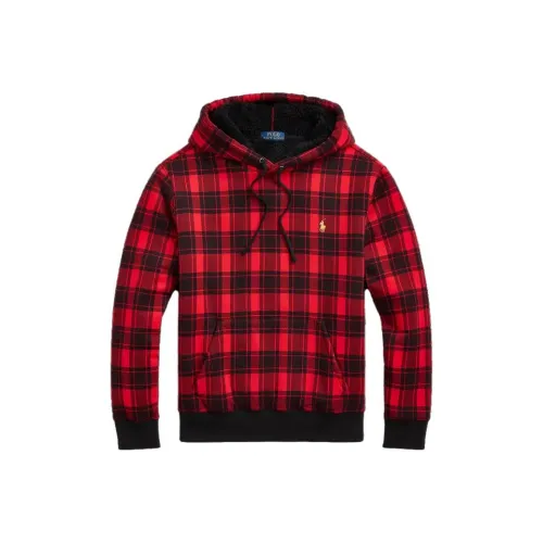 Polo Ralph Lauren Клетка PILE Флис Толстовка Толстовка Мужской Красный