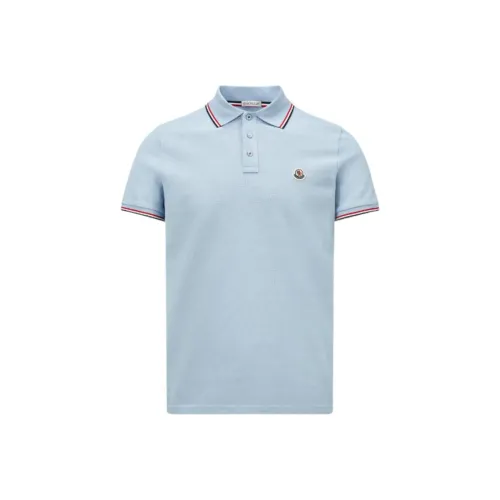Moncler Поло Мужское Светло-Синий