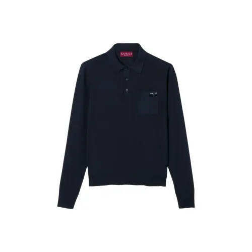 GUCCI SS25 Поло Мужское Темно-синий