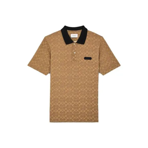 COACH Поло Мужское Коричнево-Желтое