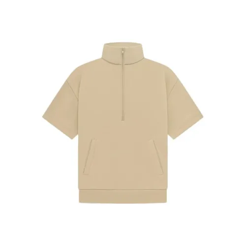 Fear Of God Essentials Полузакатная рубашка с 3 4 рукавами песочного цвета мужская песочно-белая