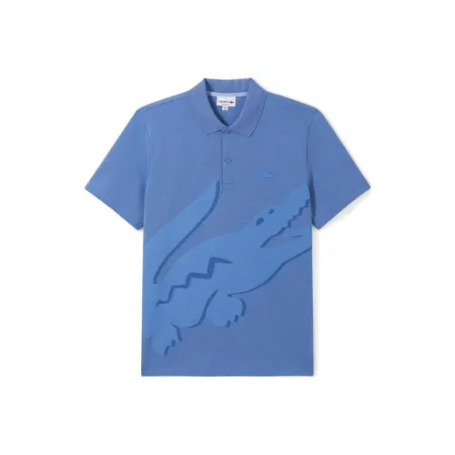 Мужская поло серого и синего цвета с коллаборацией LACOSTE