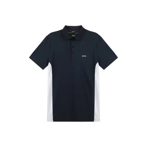 Hugo Boss Короткий рукав Polo Мужской Темно-синий