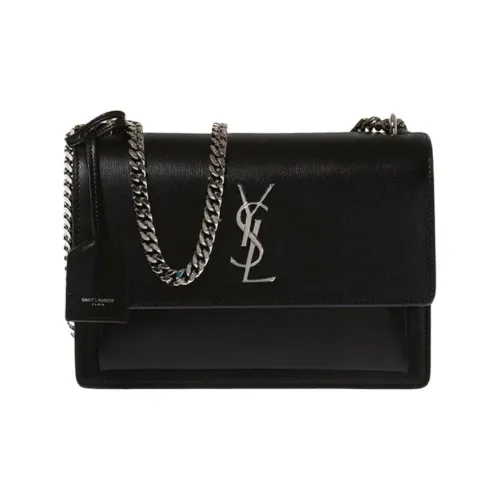 SAINT LAURENT Sunset Smooth Leather Sunset Bag Crossbody Bag Medium Women's Black