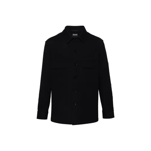 Zegna SS24 Рубашка Мужская Морской Синий