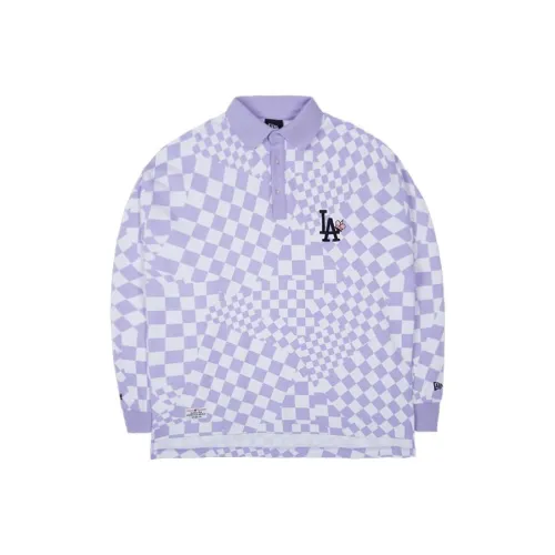 New Era Светло-фиолетовый Клетчатый Унисекс Поло