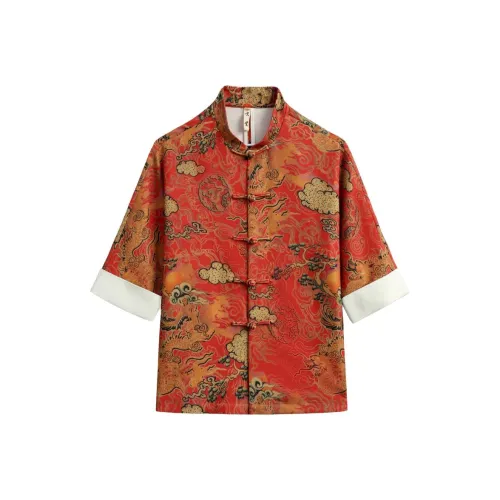 XUANSHENG Рубашка Мужская Дракон Удивленный Плавающими Облаками