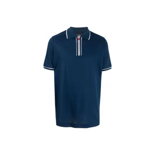 KITON Синий с Белым Lettering Мужская Рубашка Поло