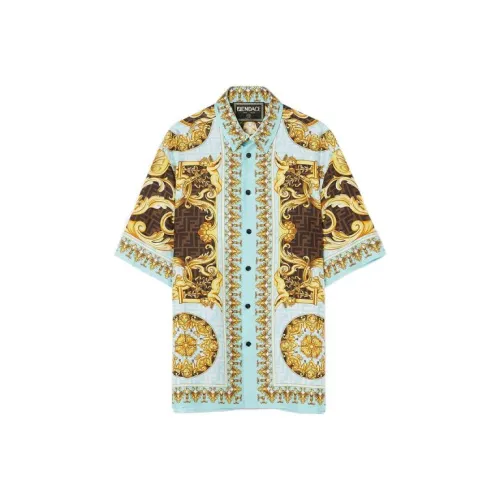 VERSACE Рубашка Мужская Синяя Желтая