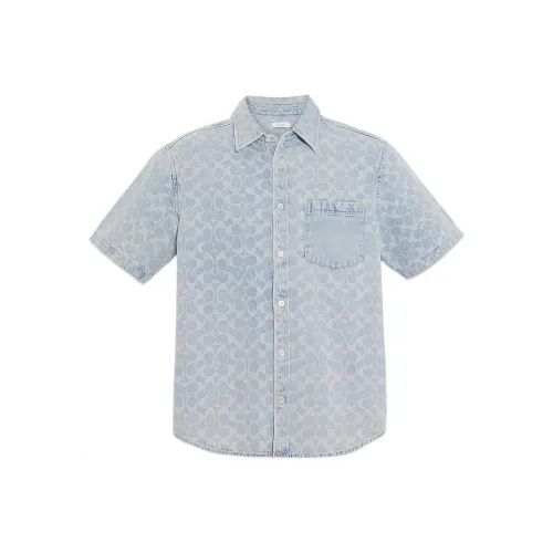 COACH SS22 Рубашка Мужская Светло-Синяя