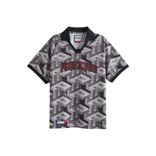 Powolves Мужская черная поло рубашка