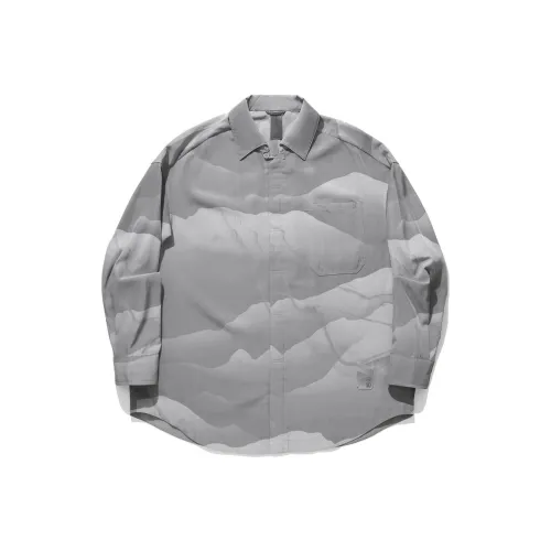 LINING x CHENGLONG LIANMINGKUAN Рубашка Мужская Морозно-Серый С принтом по всей поверхности