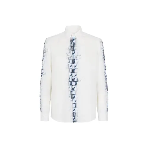 FENDI SS23 Рубашка Мужская Синяя Белая