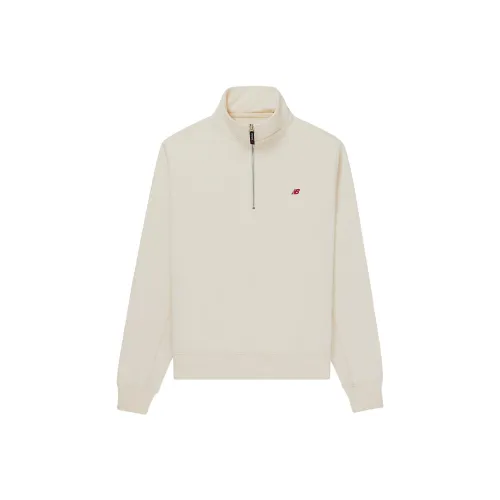 New Balance Made in USA Series Пуловер с заплаткой на молнии Мужской Белый