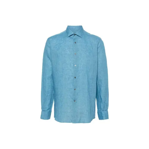 Ermenegildo Zegna Blue Men's Shirts Эргенжильдо Зегна Синий Мужские Рубашки