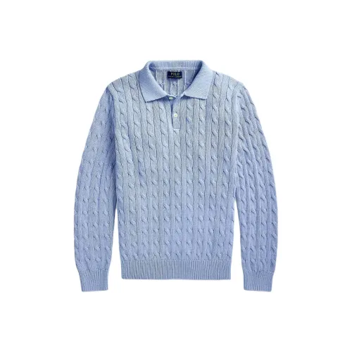 Polo Ralph Lauren Cable Трикотажный хлопок Поло с воротником Поло Мужской Синий