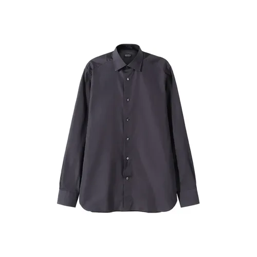 Zegna Длинная рубашка с длинным рукавом коробка мужская железно-серый