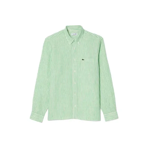 LACOSTE Рубашка Мужская Белая Зеленая