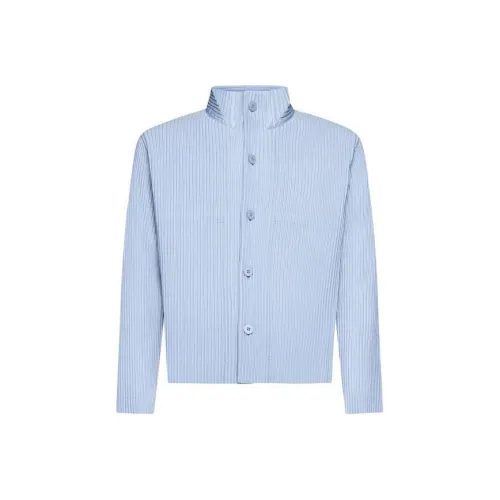 Homme Plissé Issey Miyake Рубашка Мужская Светло-Синяя