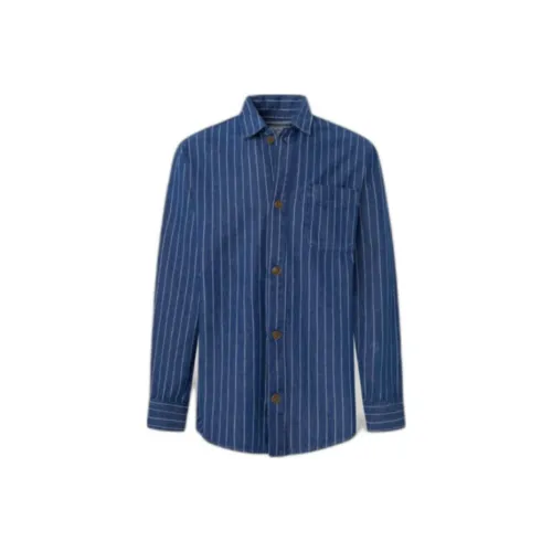 Pepe Jeans Blue Men's Shirts Пепе Джинс Синий Мужские Рубашки
