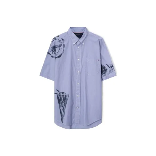 Tommy Hilfiger Синие Белые Полосатые Мужские Рубашки