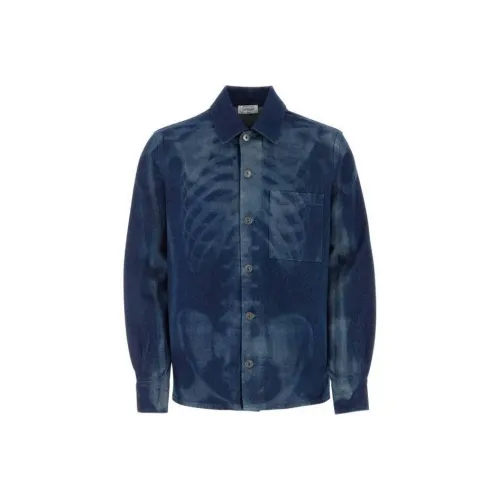 Off Белый и синий цвет Мужская рубашка