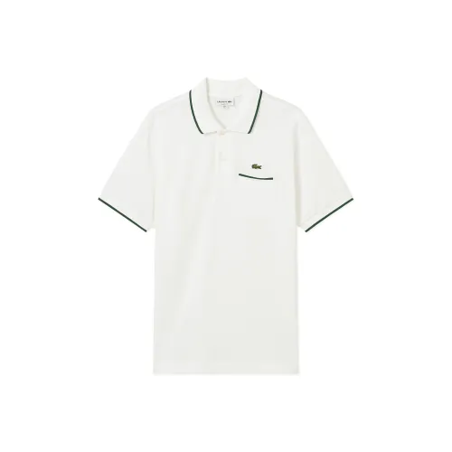 LACOSTE Collaboration SS25 Поло Мужское Белый Зеленый Trim