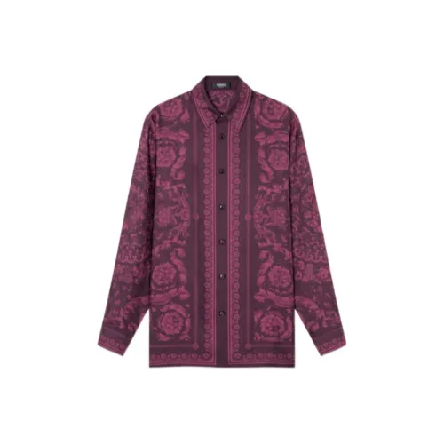 VERSACE Мужские рубашки бордового цвета