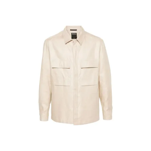 Zzegna Бежевые Мужские Рубашки