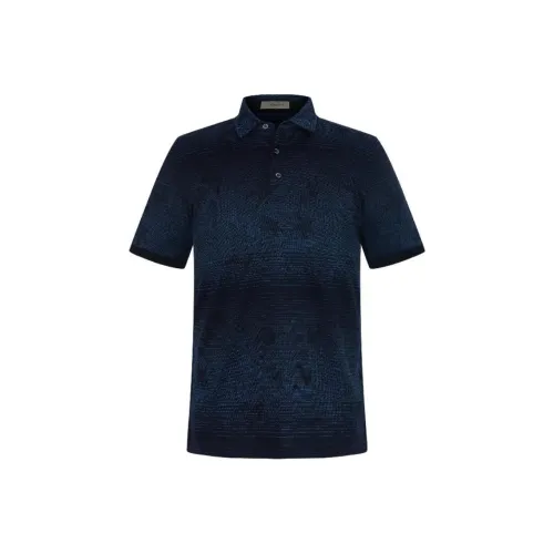 Corneliani Мужская поло синего и серого цвета